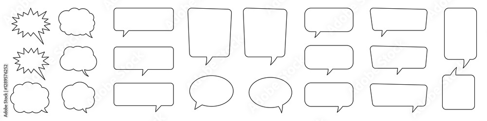 Collection of line speech bubble, line speech balloon, chat bubble. Collection of line speech bubble, line speech balloon, chat bubble.