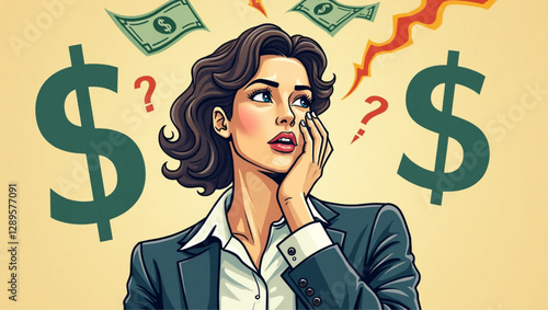 Businesswoman Facing Global Financial Crisis and Economic Recession