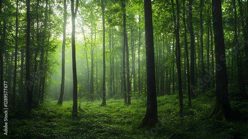 Verdant woodland panoramas with humidity effects