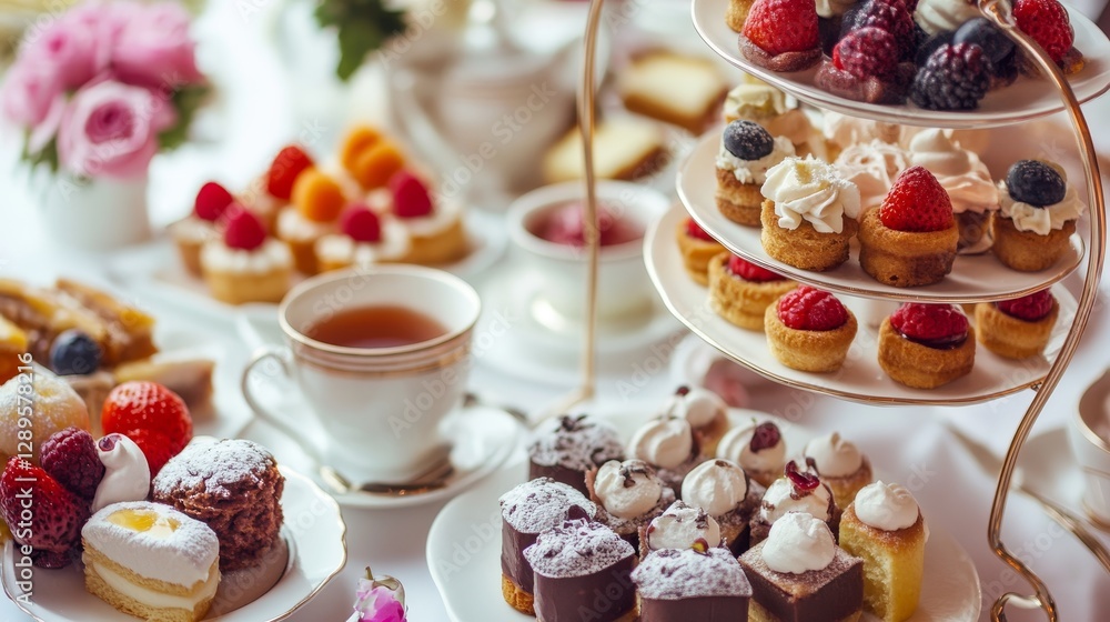 Enjoy a delightful afternoon tea with a selection of sweet treats. Enjoy a delightful afternoon tea with a selection of sweet treats.
