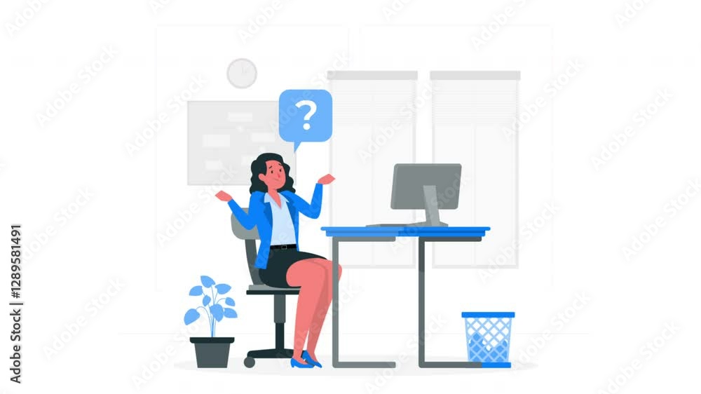 Woman With A Question Mark In The Office Woman With A Question Mark In The Office