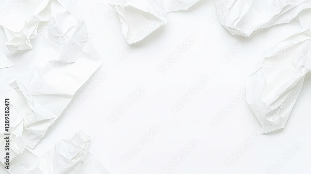 Obraz premium Crumpled Paper on White Background