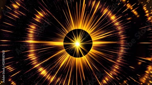 A bright yellow circle with a black center