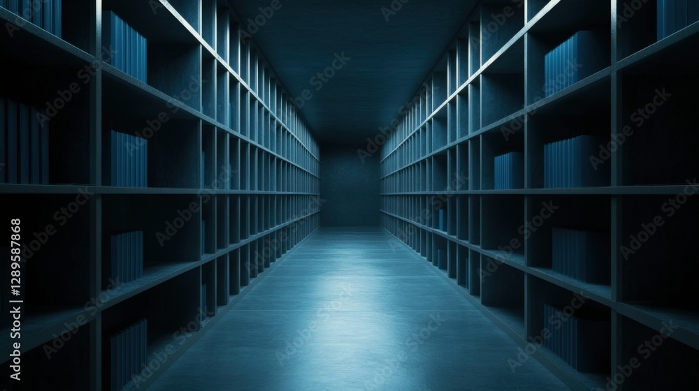 empty book shelves in a library empty book shelves in a library