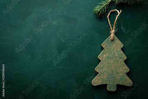 Christmas tree decoration on green background, Ai generated