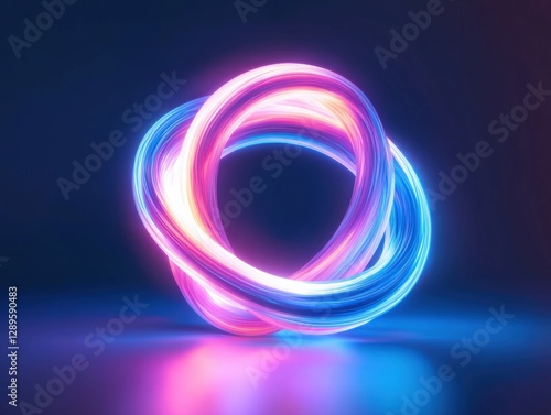 glowing abstract torus knot with neon lights