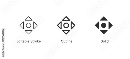 move drag icon with four arrows direction symbol. editable stroke, outline flat style