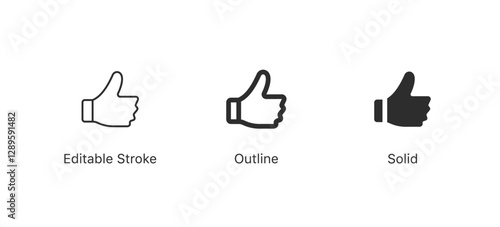 like icon button. thumbs up icon symbol, approval sign - add to favorite button icon. editable stroke, outline flat style