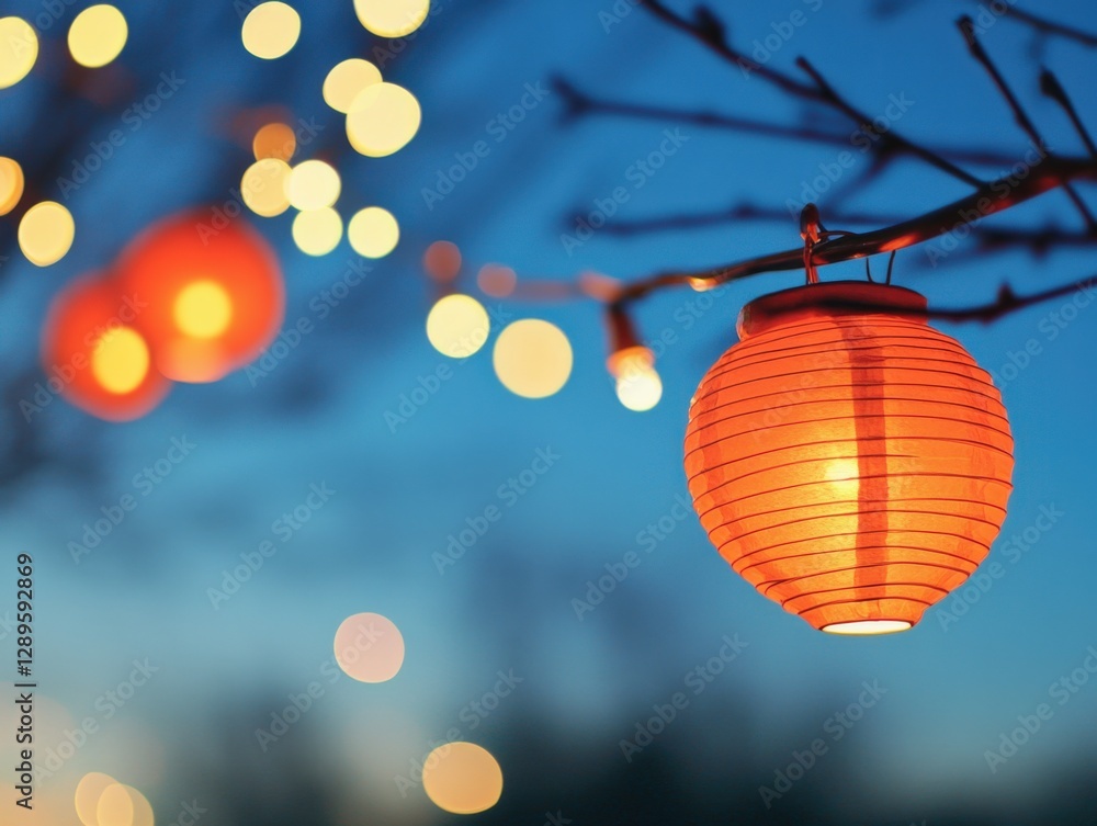 glowing lanterns illuminate the evening glowing lanterns illuminate the evening