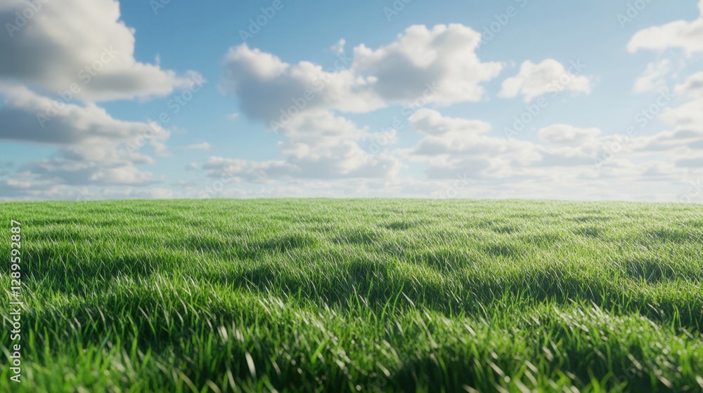 Fototapeta premium Vibrant Green Field Under a Blue Sky