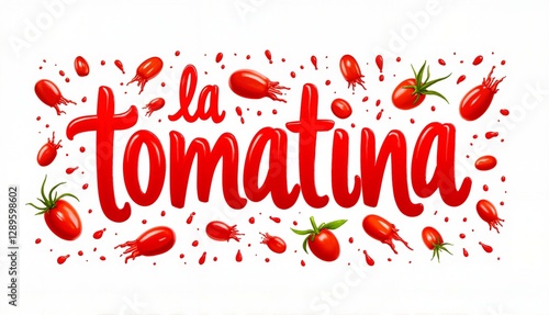 La Tomatina logo with tomatoes and vibrant splashes photo