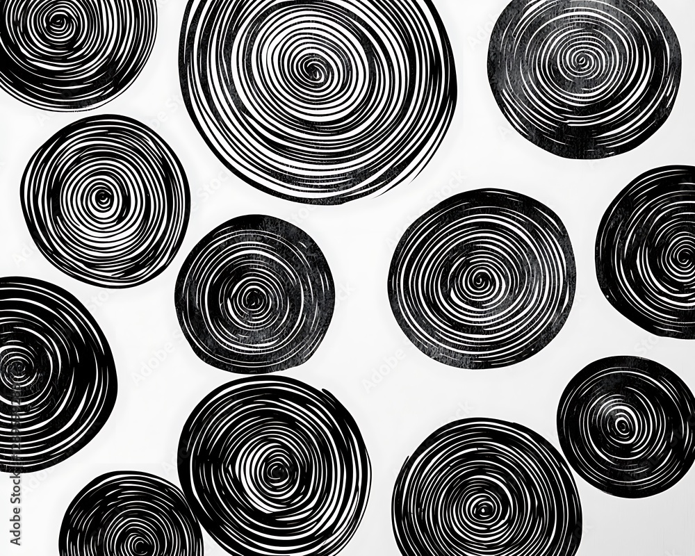 Abstract hand-drawn black circles with geometric diversity, ideal for modern artistic creations Abstract hand-drawn black circles with geometric diversity, ideal for modern artistic creations