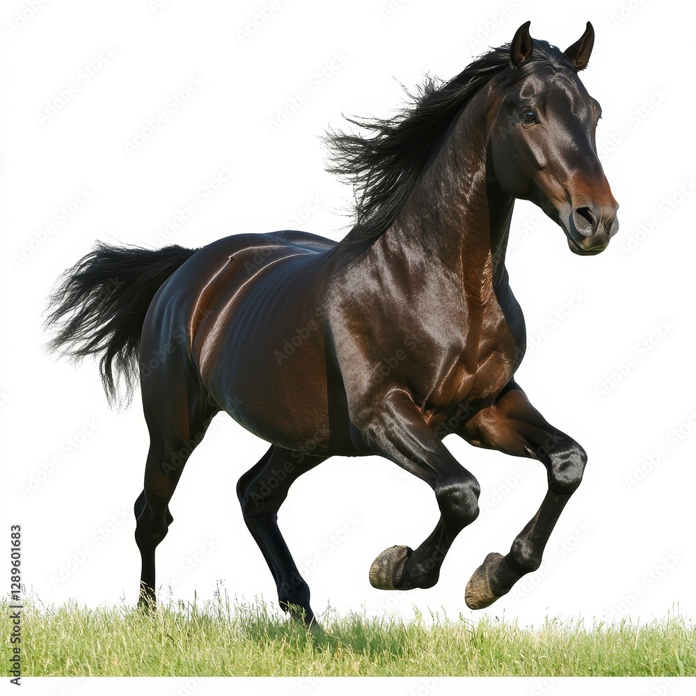 A horse isolated on a white background, cut out to emphasize its graceful form and strength, showcasing the beauty and elegance of the animal in a clean, minimalist style. A horse isolated on a white background, cut out to emphasize its graceful form and strength, showcasing the beauty and elegance of the animal in a clean, minimalist style.