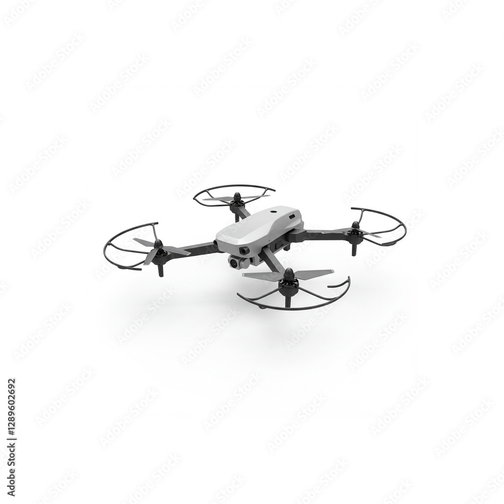 Modern flying quadcopter isolated on white background Modern flying quadcopter isolated on white background