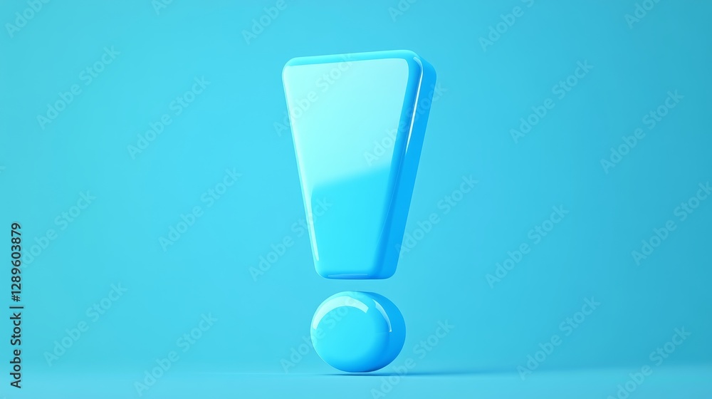 Blue exclamation mark icon, 3D attention symbol. Realistic design concept. Vector element. Blue exclamation mark icon, 3D attention symbol. Realistic design concept. Vector element.