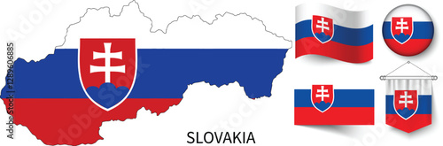 Free Download The different designs of Slovakia's national flags and the map showing Slovakia's borders - GFXLoad