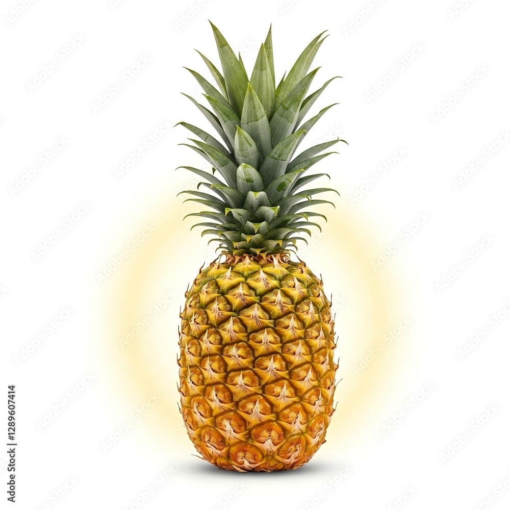 Illuminated pineapple with bright halo effect, creating an eye-catching look