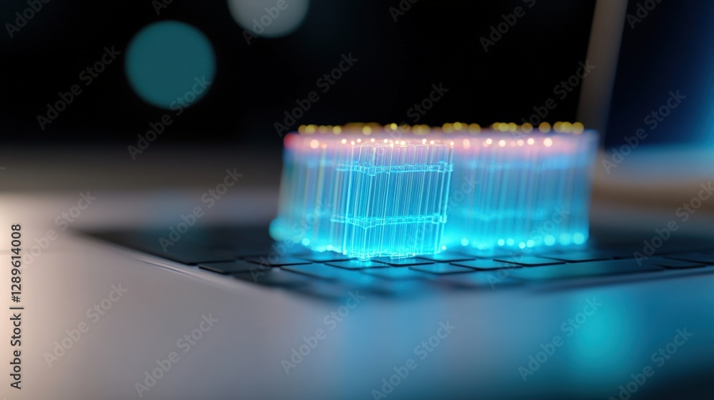 glowing abstract data structure on laptop keyboard glowing abstract data structure on laptop keyboard