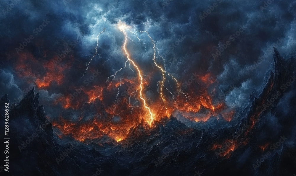 Fototapeta premium Volcanic Lightning Storm
