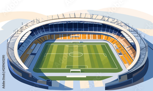 Minimalistic Vector Illustration of Modern Football Stadium Arena Sports Venue