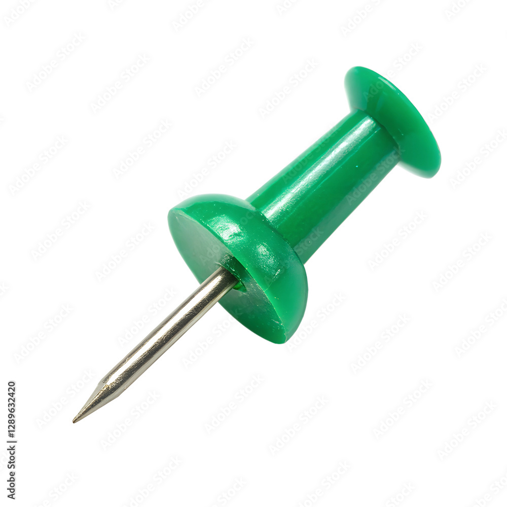 Green push pin isolated on transparent background Green push pin isolated on transparent background