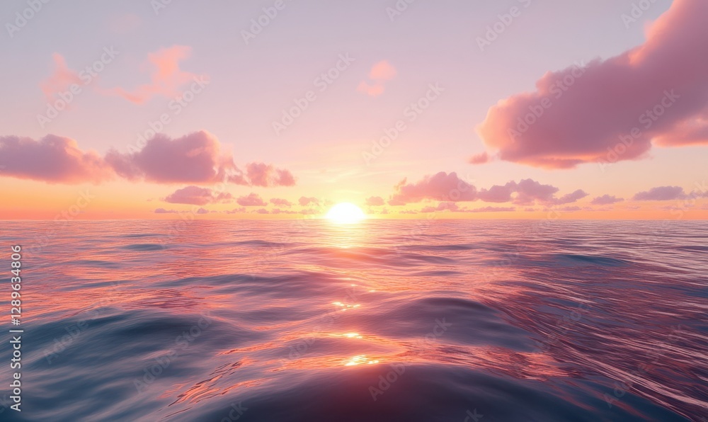 Vibrant sunset over a calm ocean with soft pink and orange hues in the sky, gentle waves reflecting the colors of the sky, evoking tranquility, Vibrant sunset over a calm ocean with soft pink and orange hues in the sky, gentle waves reflecting the colors of the sky, evoking tranquility,
