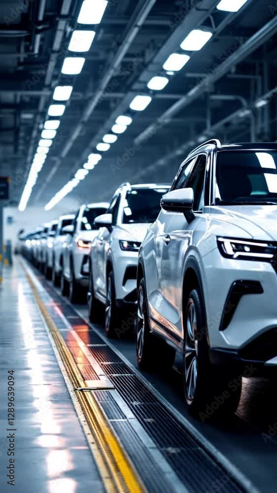 Modern Cars on Assembly Line in Factory Modern Cars on Assembly Line in Factory
