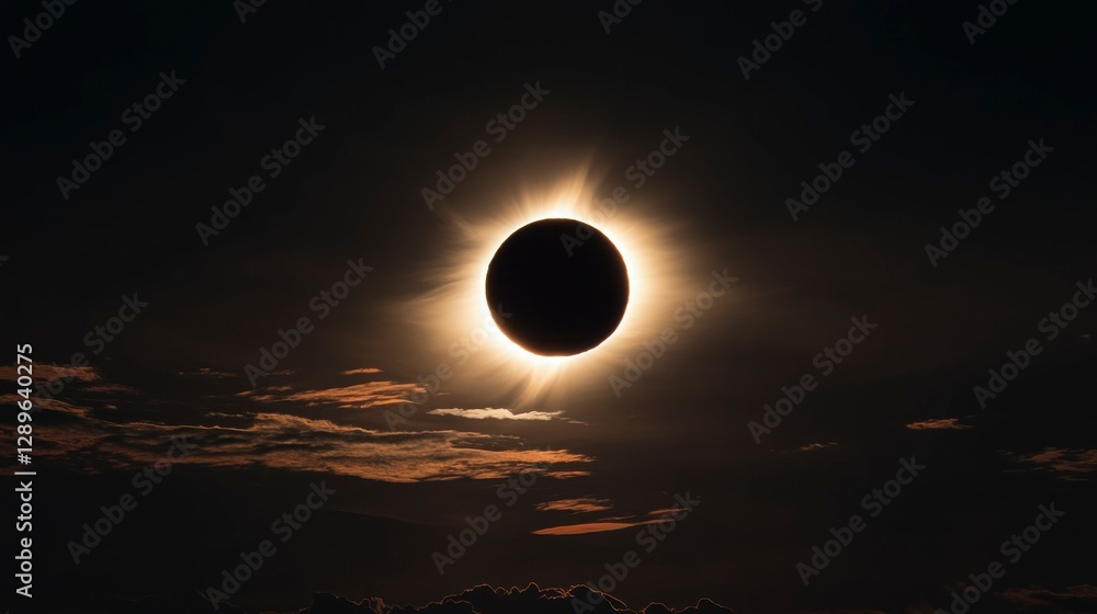 During the total solar eclipse, the moon completely covers the sun, showcasing a stunning corona. This rare cosmic phenomenon captivates observers in its path, creating awe and excitement During the total solar eclipse, the moon completely covers the sun, showcasing a stunning corona. This rare cosmic phenomenon captivates observers in its path, creating awe and excitement