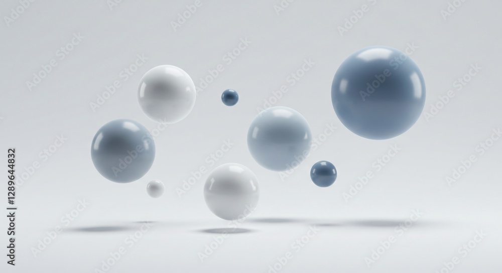 Minimalist abstract composition with floating spheres and soft shadows Minimalist abstract composition with floating spheres and soft shadows