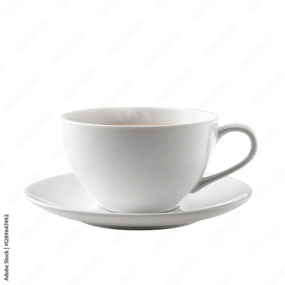 Steaming Cup of Coffee with Saucer Isolated on Transparent Background Steaming Cup of Coffee with Saucer Isolated on Transparent Background