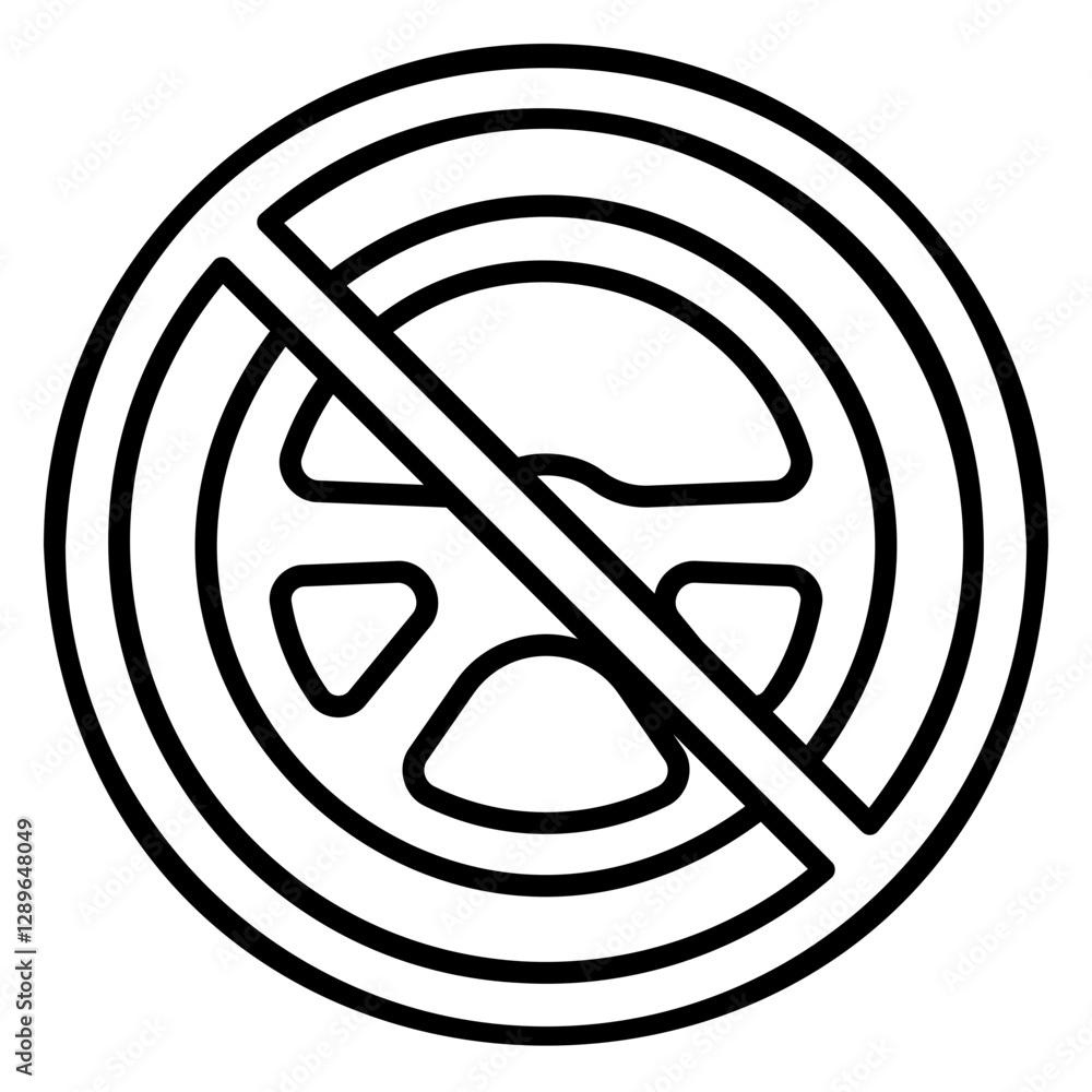 Illustration of No Driving Sign Line Icon Illustration of No Driving Sign Line Icon