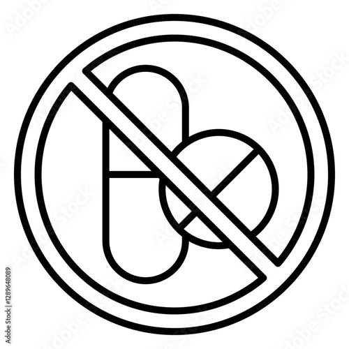 Illustration of No Drugs Sign Line Icon