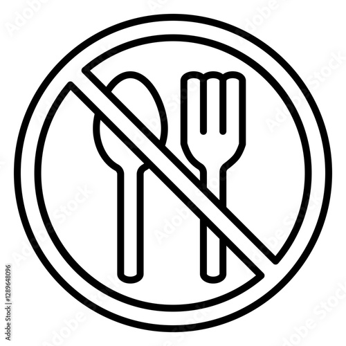 Illustration of No Eating Sign Line Icon