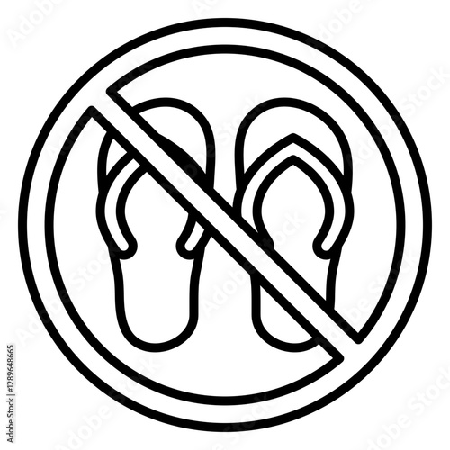 Illustration of No Sandals Sign Line Icon