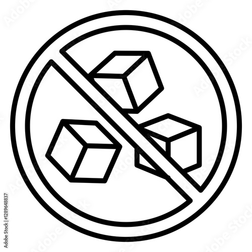 Illustration of No Sugar Sign Line Icon