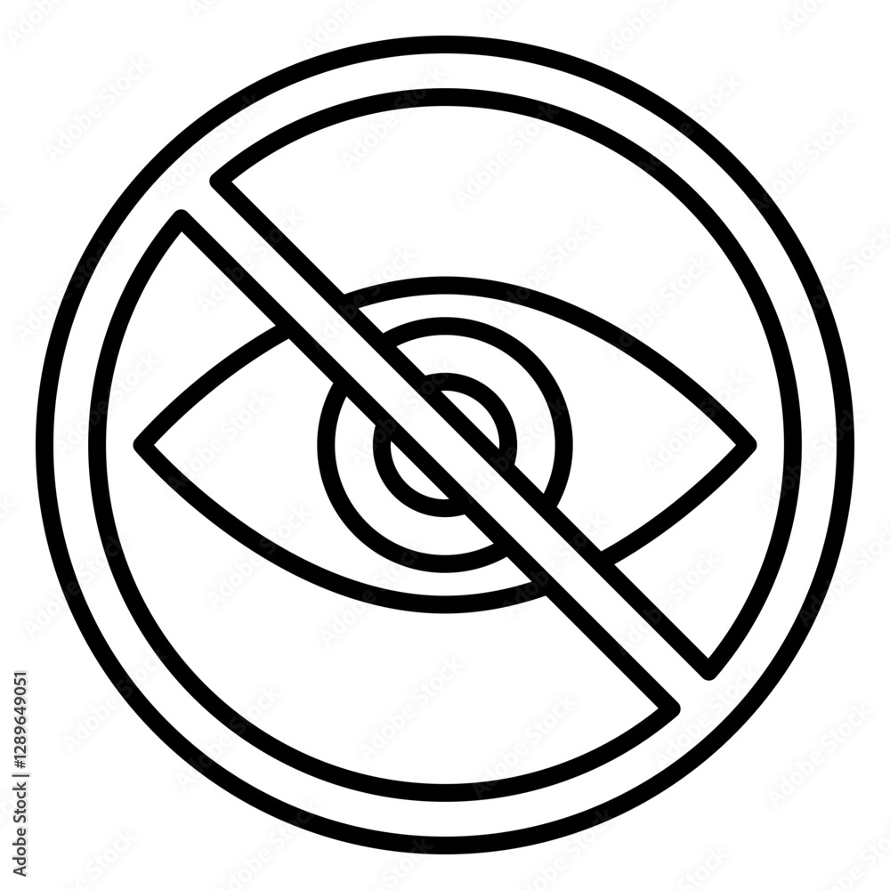 Illustration of Privacy Zone Sign Line Icon