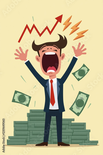 Financial Crisis: Unexpected Stock Market Drop, Money Loss, Risky Investment Strategy Illustration