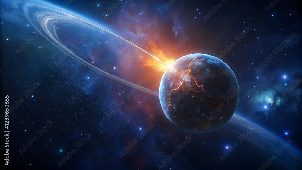 Obraz premium Planetary Collision and Ring System