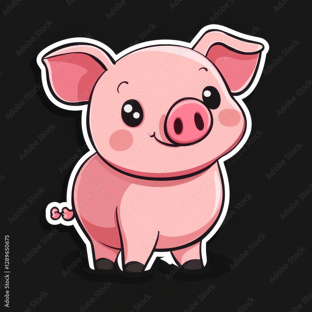 Adorable Pink Cartoon Piglet Illustration Adorable Pink Cartoon Piglet Illustration