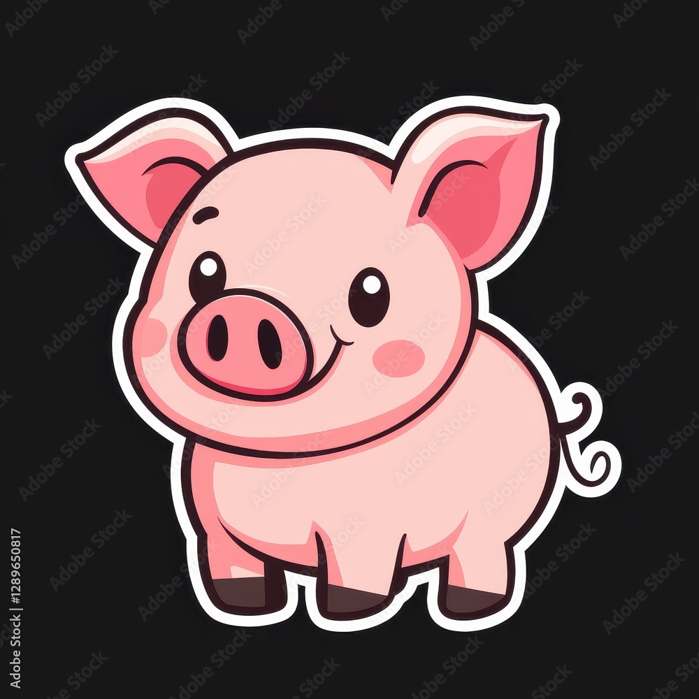 Adorable Pink Piglet Pixel Art Illustration Adorable Pink Piglet Pixel Art Illustration