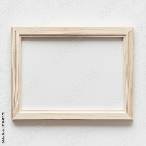 Blank Beige Wooden Frame on White Textured Background