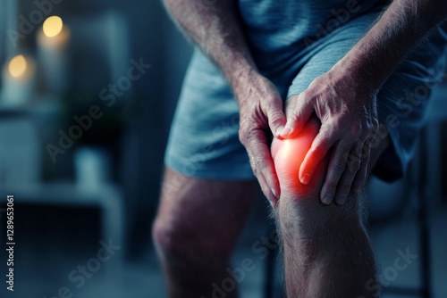 ClosUp Man holding painful knee