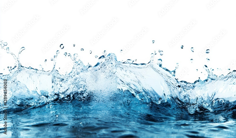 Dynamic Blue Water Splash on White Background Dynamic Blue Water Splash on White Background