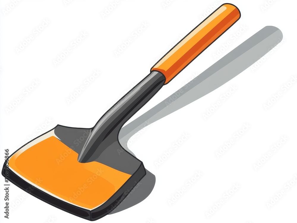 Orange And Gray Garden Shovel With Wooden Handle On White Background Orange And Gray Garden Shovel With Wooden Handle On White Background