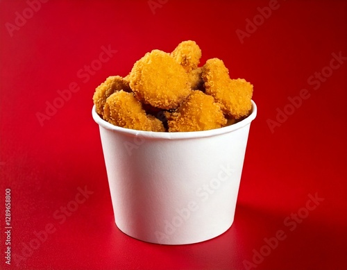 chicken nuggets in a white paper bucket