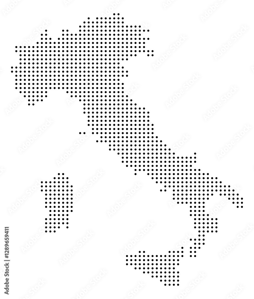 Fototapeta premium Black Dot Italy Map Europe Country