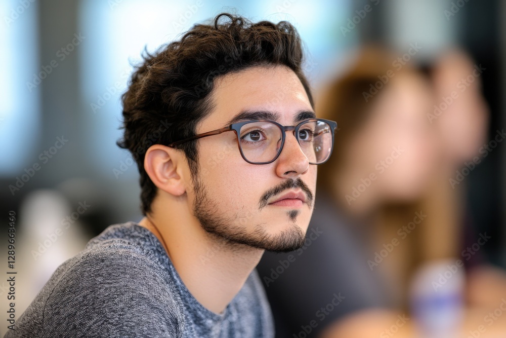 Man with Glasses Looking to the Side Man with Glasses Looking to the Side