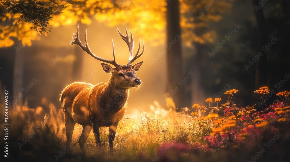 Obraz premium Deer in Spring forest.