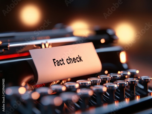 Fact check written on a vintage typewriter.