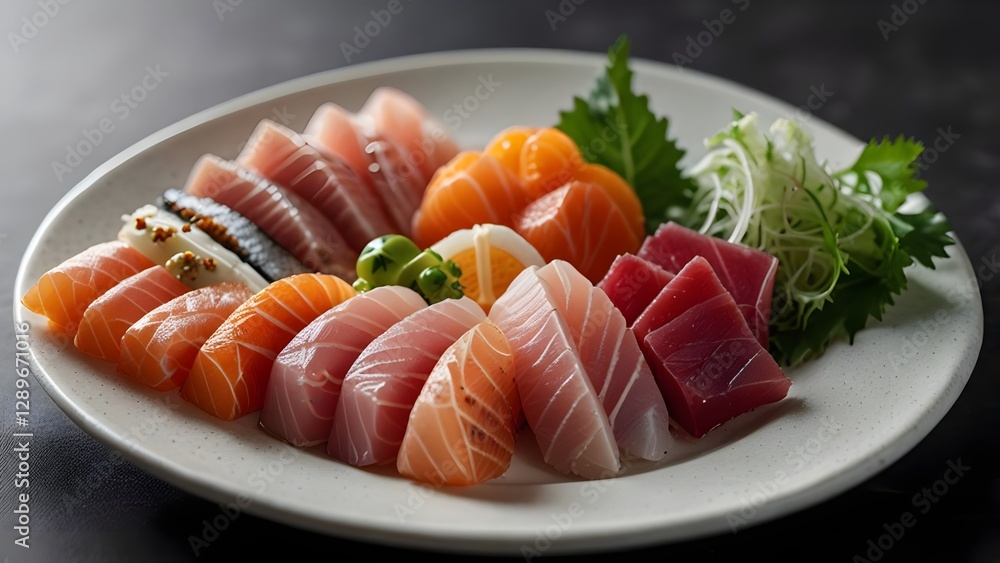 Yellowtail sashimi with a minimalist presentation Yellowtail sashimi with a minimalist presentation